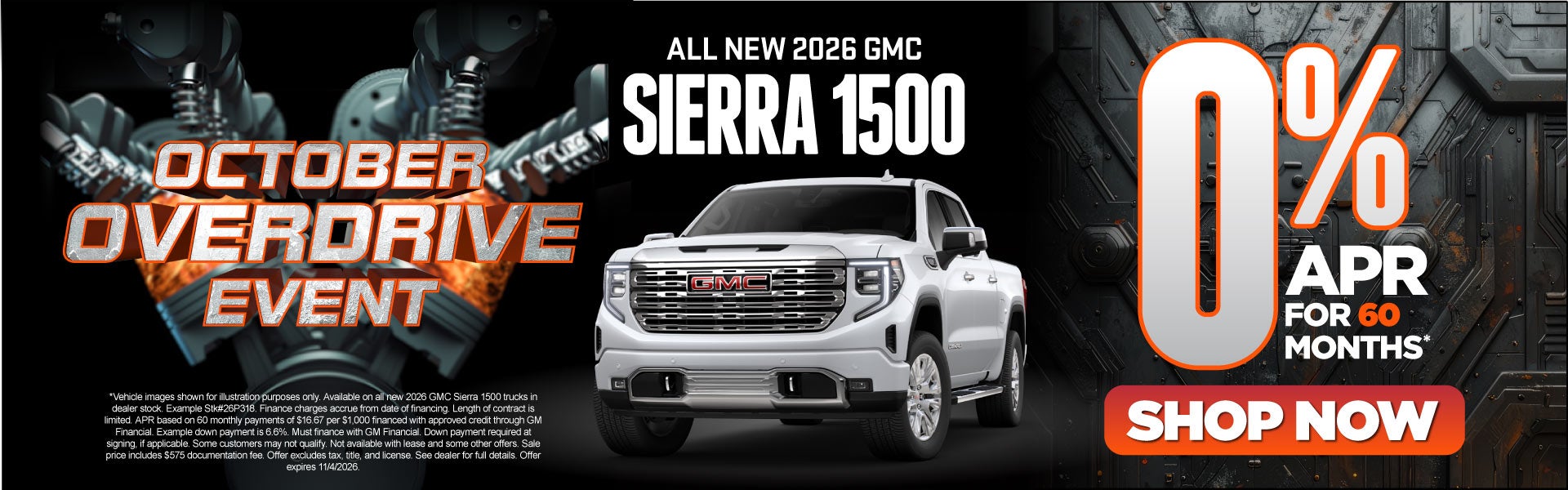 All New 2026 GMC Sierra 1500	0% APR for 60 Months*